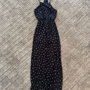 Everly Black and Pink Floral Long Dress